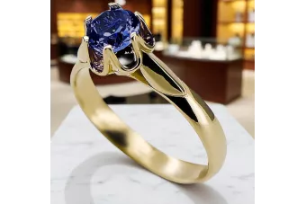 14K Yellow gold Sapphire Ring Vintage style vrc122y
